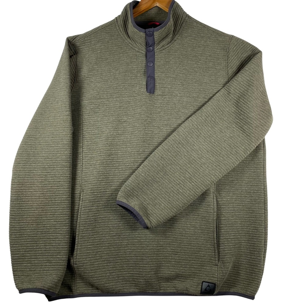 Gerry Mens Pullover Fleece Textured Snap Neck Green XXL
